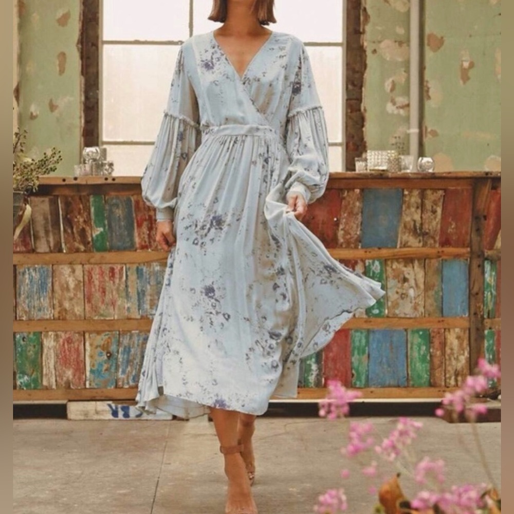 Loveshackfancy silk Floral Long Sleeve Dress